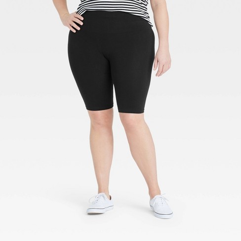 Women's Plus Size High-waist Cotton Blend Seamless 7 Inseam Bike