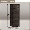 Sorbus Narrow 5 Drawers Nightstand with Steel Frame, Wood Top, Easy Pull Fabric Bins for Home, Bedroom, Office & Dorm - 4 of 4