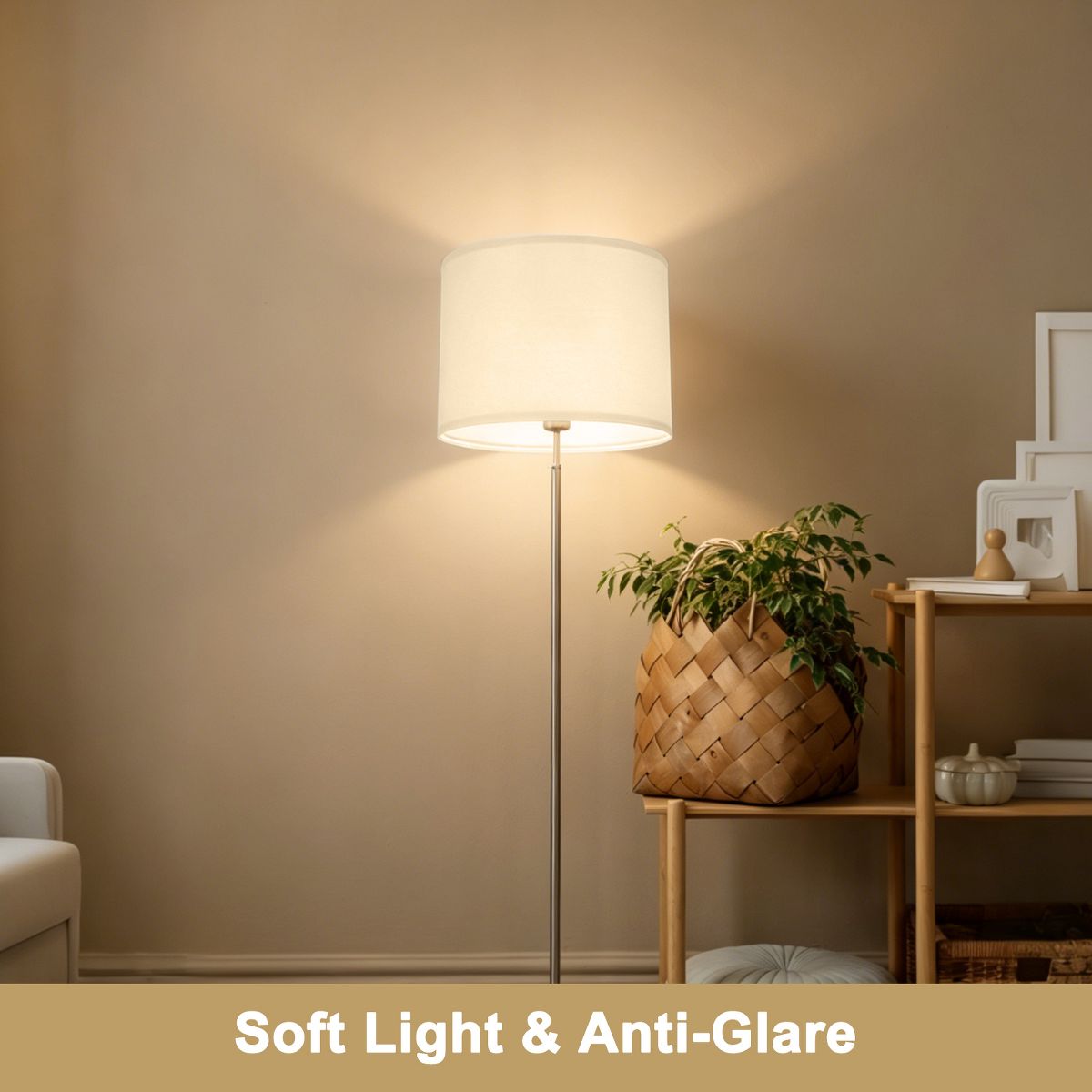 Unique Bargains Natural Polystyrene Drum Hard-back Lampshade 13" Top x 13" Bottom x 10" High 1 Pc - thumbnail 7