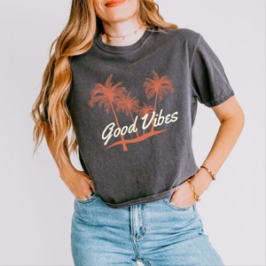 Simply Sage Market Good Vibes Palm Trees Boxy Crop Top - XL - Pepper - 1 of 4