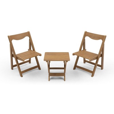 HIPS Material Outdoor Bistro Set Foldable Small Table and Chair Set with 2 Chairs and Rectangular Table