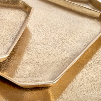 Gold Geometric Cast Aluminum Serving Tray Set