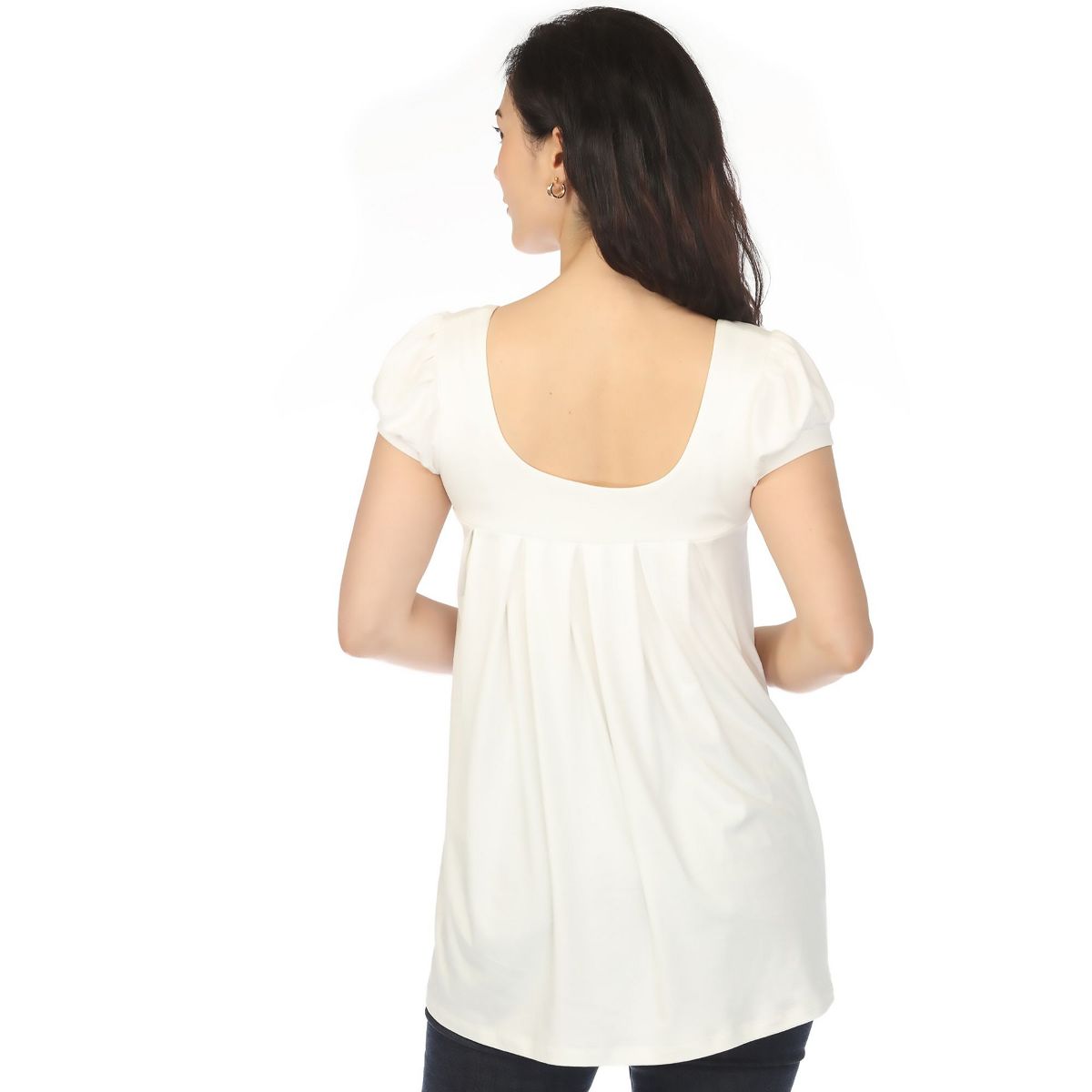 Women's Cap Sleeve Pleated Top -White Mark - thumbnail 10