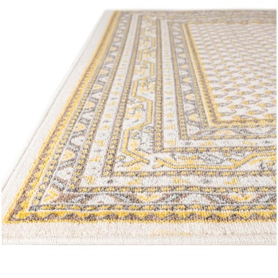 Beige Rectangular Flat Woven Stain-resistant Synthetic Rug, 6' x 9'