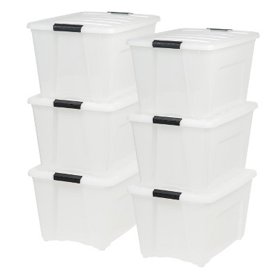 Iris Usa 72 Quart Stackable Plastic Storage Bins With Lids And