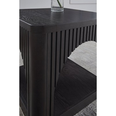 Noir Oak Latticework Modern Accent Table