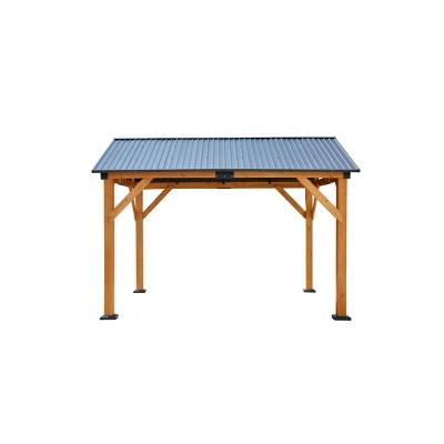 Natural Fir Wood Outdoor Gazebo with Galvanized Steel Roof