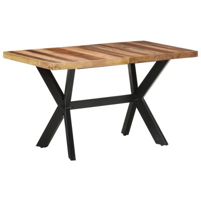 vidaXL Dining Table 55.1 in.x27.6 in.x29.5 in. Solid Wood with Honey Finish