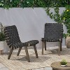 PAGED 16.7" Acacia Lounge Accent Chairs,Rustic Rope Strap Woven Patio Patio Furniture Seating for Garden,Porch,Poolside and Backyard - 4 of 4