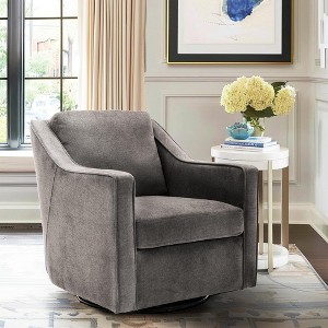 Lirago Gray - 360° Rotation Chenille Fabric Upholstered Leisure Armchair with Lumbar Pillow for Living Room, Dimensions 33.07"x29.13"x28.94" - 1 of 4
