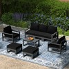 WestinTrends Montara 8-Piece Modern HDPE Outdoor Patio Furniture Conversation Set with Coffee Table and Ottomans - 2 of 4