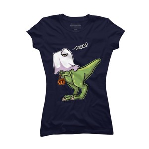 Junior's Design By Humans Halloween Ghost Dinosaur By whynot007 T-Shirt - 1 of 3