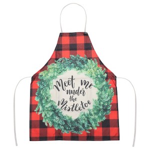 Unique Bargains Christmas Aprons Linen Red Black Green Beige 21.65"x26.77" 1Pcs - 1 of 4
