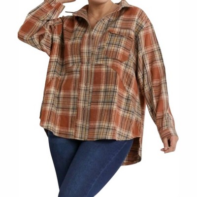 Women's Plaid Button Down Overshirt - umgee