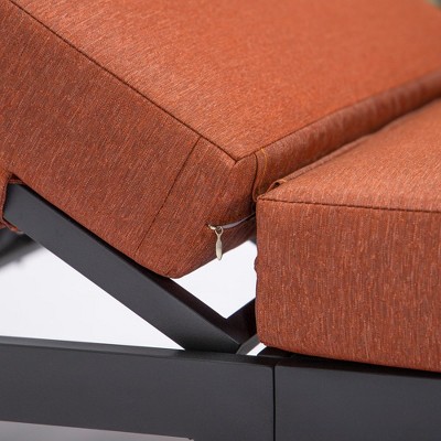 Chelsea Modern Aluminum Outdoor Chaise Lounge with Orange Cushions