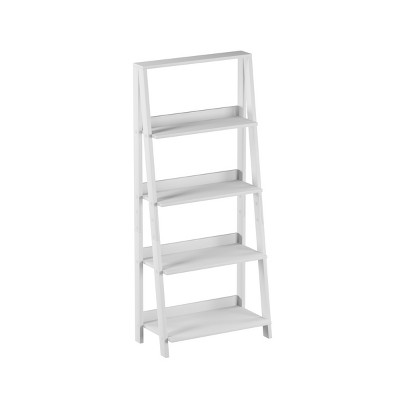 Hastings Home 4-Tier Free Standing Ladder Bookcase With Decorative Shelves - White