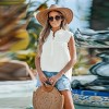 Women's Cotton White Pleated & Smocked Sleeveless Top - Cupshe - 2 of 4