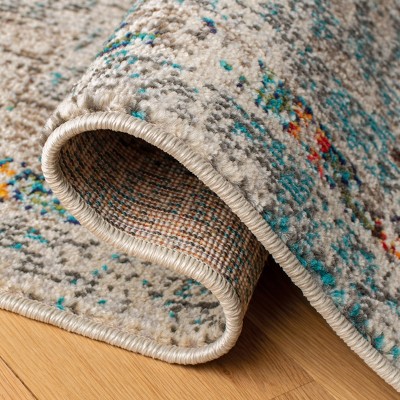Grey and Gold Hand-Knotted Synthetic Rectangular Rug