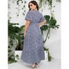 BLUEMING Summer Maxi Dress for Plus Size Women Tie Wasit Surplice Dress Flutter Sleeve A-Line Dress - 2 of 4