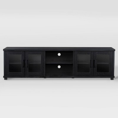 Fremont Glass Cabinets TV Stand for TVs up to 90" Black - CorLiving