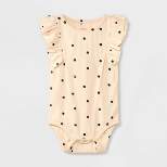 Baby Girls' Polka Dot Ruffle Sleeveless Bodysuit - Cat & Jack™ Off-White/Black 6-9M