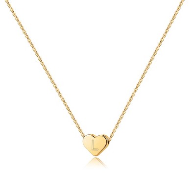 Turandoss Heart Initial Necklace for Women Girls - Dainty 14K Gold Plated Pendant Letter Alphabet Necklace, Gifts for Women Teens Jewelry