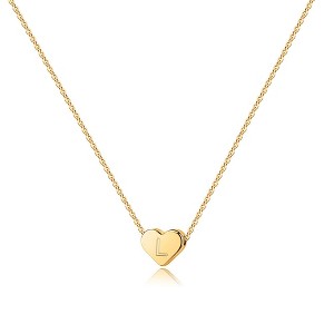 Turandoss Heart Initial Necklace for Women Girls - Dainty 14K Gold Plated Pendant Letter Alphabet Necklace, Gifts for Women Teens Jewelry - 1 of 4