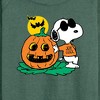 Women's - Peanuts - Snoopy Joe Cool Halloween Pumpkin Lightweight French Terry Wide Neck Long Sleeve Shirt - 2 of 4