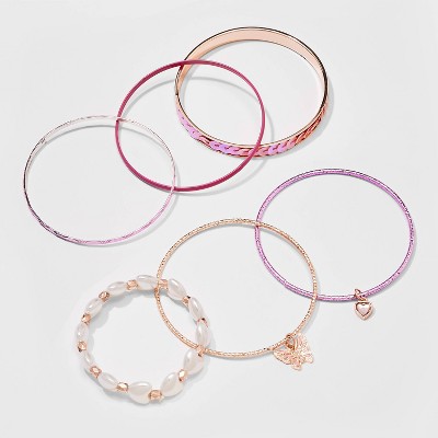 Girls' 5pk Sequin Heart Butterfly Bracelet Set - Cat & Jack™ Pink
