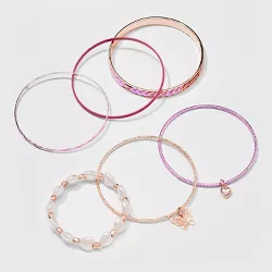 Girls' 6pk Heart Butterfly Bracelet Set - Cat & Jack™ Pink