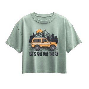 Girls' - Instant Message - Let's Get Out There Short Sleeve Boxy Graphic T-Shirt - 1 of 3