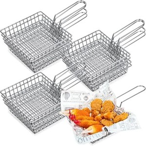 Aoibox 12-Piece Mini Square Fry Baskets, Chrome Steel Shallow Fried Food Filter Holder for Kitchen, Restaurant, Party, Barbecue - 1 of 4