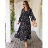 Casual V Neck Boho Floral Print Wedding Guest Maxi Dresses for Women Bohemian Flowy Maxi Dress - 3 of 4