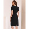 Allegra K Women's Work Business Round Neck Tweed Trim Short Sleeve Sheath Dress - 3 of 4