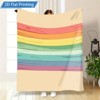 Attop  Rainbow Stripe Flannel Raschel Blanket - 2D Printed Soft Cozy Bed Throw for Living Room Decor - 4 of 4