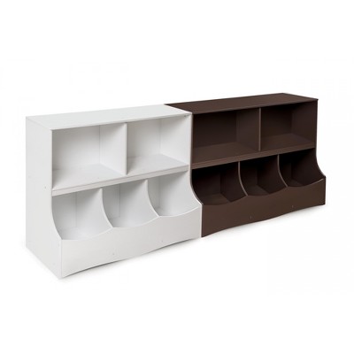 Espresso MDF Kids' Multi-Bin Storage Cubby with Open Shelves