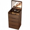 Gulches 48cm Walnut 3-in-1 Flip-Top Vanity Desk - Compact Makeup Vanity Set with Visible Glass Desktop, 3 Drawers, Dressing Table (Back to School) - 3 of 4
