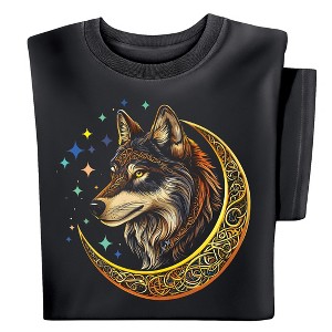 Collections Etc Celtic Wolf Crescent Moon Short Sleeve Graphic T-Shirt - 1 of 4