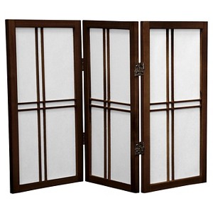 2 ft. Tall 3 Panels Desktop Double Cross Shoji Screen Walnut - Oriental Furniture: Hardwood Frame, Bohemian Style - 1 of 1