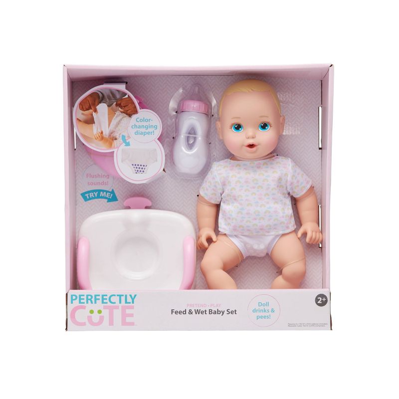 Perfectly Cute Feed &#38; Wet 14&#34; Baby Set - Blonde with Blue Eyes, 3 of 6