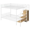 Twin Over Full Metal Bunk Bed with Wire Shelving,  Lateral Storage Ladder and Wardrobe - ModernLuxe - 4 of 4