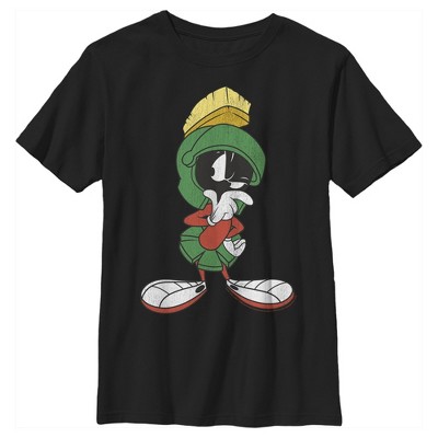 Boy's Looney Tunes Marvin The Martian Thinking T-shirt - Black - Large ...