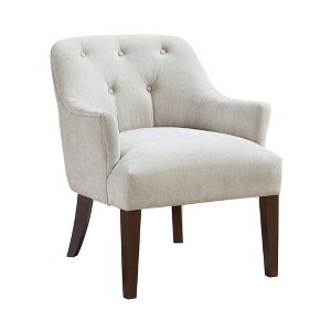 Tufted Back Modern Accent Chair with Foam Seat, Attached Cushions and Espresso Legs - 1 of 4