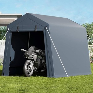 GustoWave 7x10 FT Portable Outdoor Storage Shed, UV-Resistant Carport for Motorcycle, Firewood - 1 of 4