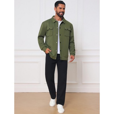Мужские куртки INSPIRE CHIC Men's Casual Shacket Button Long Sleeves Trucker Jacket X-Large White — фото 2