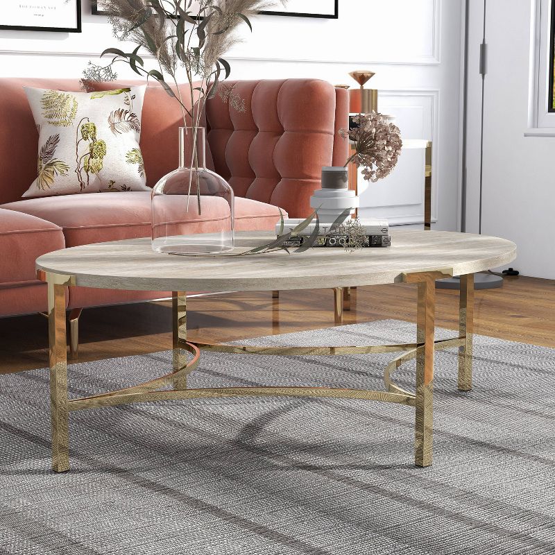 Grand Canal Modern Oval Coffee Table Champagne - miBasics, 3 of 11
