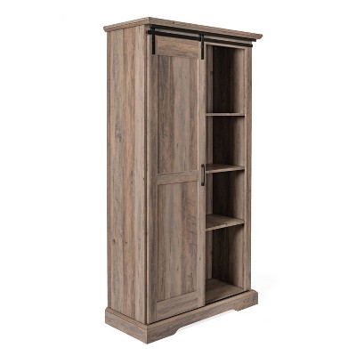 Taylor & Logan Marilyn Sliding Barn Door Farmhouse Storage Cabinet with Semi Open Storage