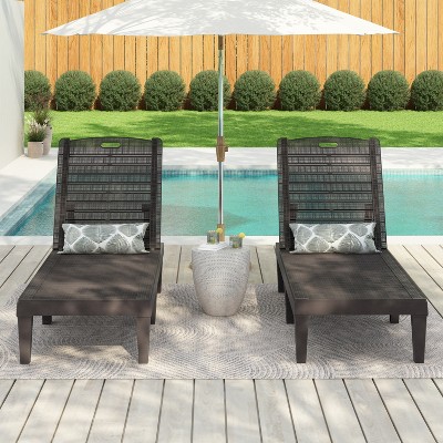 Merax 2-Piece Outdoor Chaise Lounges with Adjustable Backrest