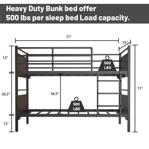 Continental Sleep, Heavy Duty Metal Bunk Bed, Convert into 2 Individual Beds, for Commercial/Camps/Shelter, High Guard Rail, Easy Assembly - 1 of 4