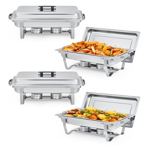 8QT Chafing Dishes for Buffet Set, Warmers Set with Lid & Foldable Frame, Rectangular Stainless Steel Chafer Food Warmer for Parties Wedding - 1 of 4